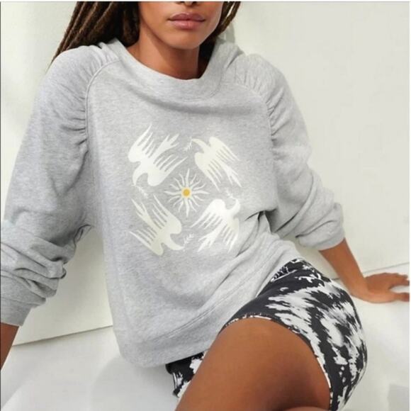 Anthropologie x Jason Yun Dove Crew Neck Long Sleeve Gray Sweatshirt Size XS - Picture 2 of 13